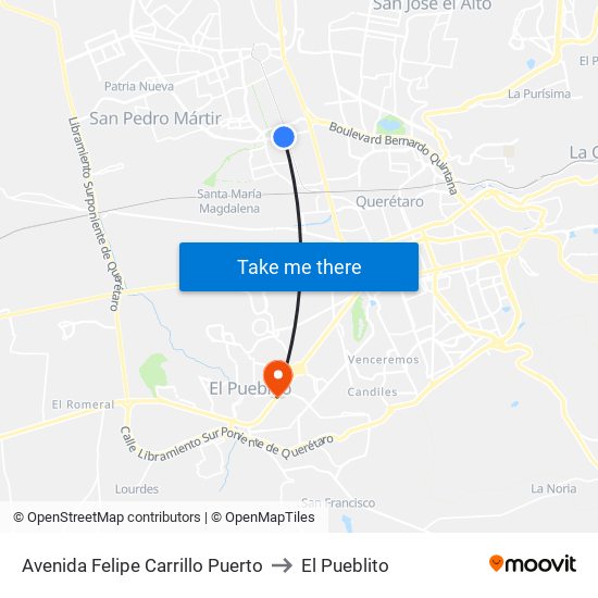 Avenida Felipe Carrillo Puerto to El Pueblito map