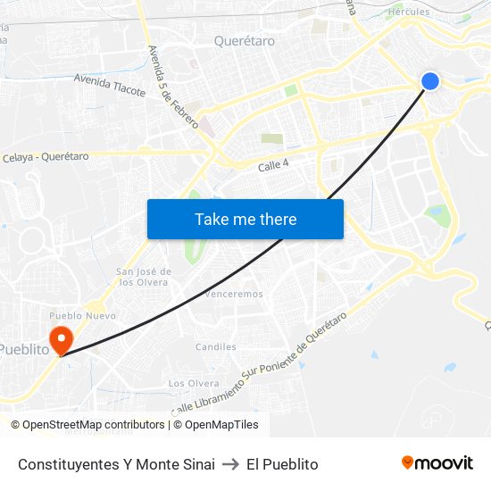 Constituyentes Y Monte Sinai to El Pueblito map