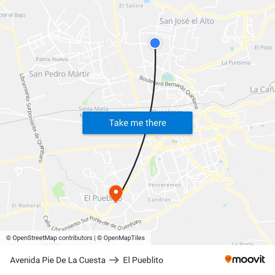 Avenida Pie De La Cuesta to El Pueblito map