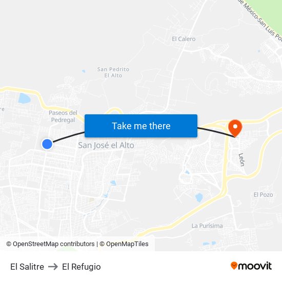 El Salitre to El Refugio map
