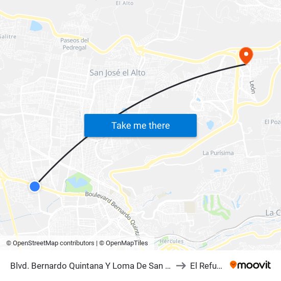 Blvd. Bernardo Quintana Y Loma De San Pablo to El Refugio map
