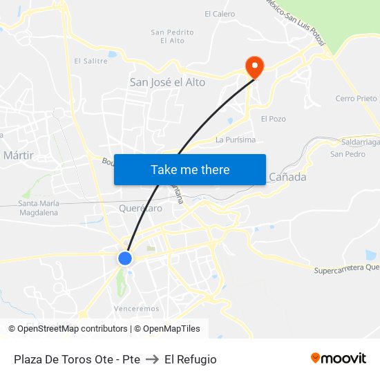 Plaza De Toros Ote - Pte to El Refugio map