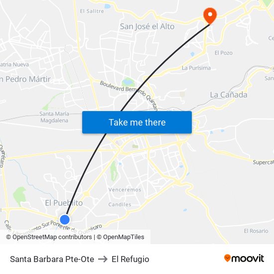 Santa Barbara Pte-Ote to El Refugio map