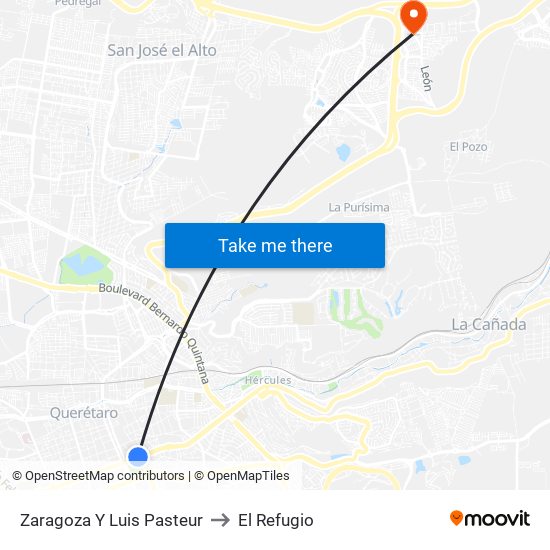Zaragoza Y Luis Pasteur to El Refugio map