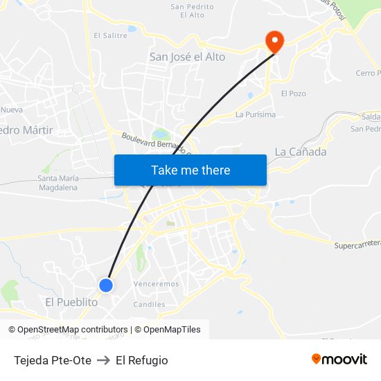 Tejeda Pte-Ote to El Refugio map