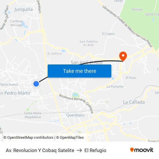 Av. Revolucion Y Cobaq Satelite to El Refugio map