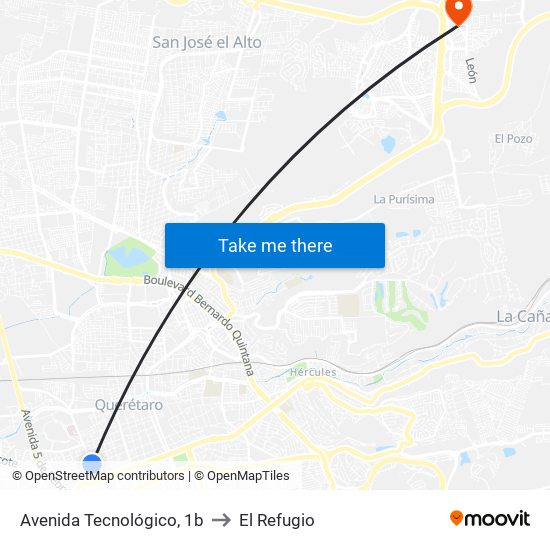 Avenida Tecnológico, 1b to El Refugio map