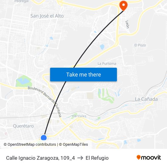 Calle Ignacio Zaragoza, 109_4 to El Refugio map