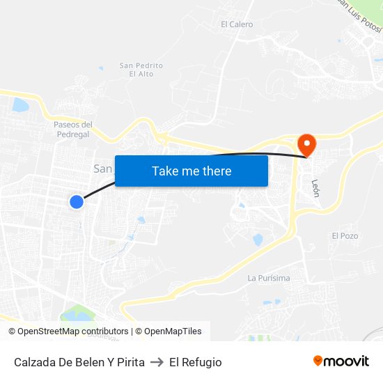 Calzada De Belen Y Pirita to El Refugio map