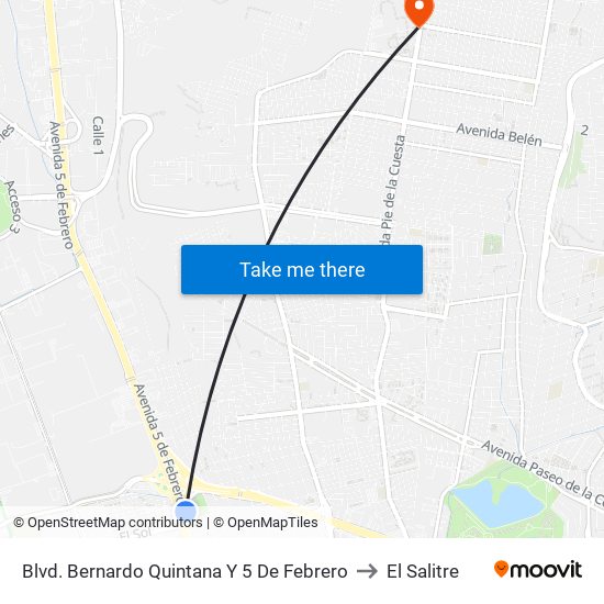 Blvd. Bernardo Quintana Y 5 De Febrero to El Salitre map