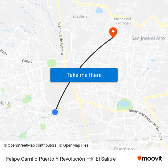 Felipe Carrillo Puerto Y Revolución to El Salitre map