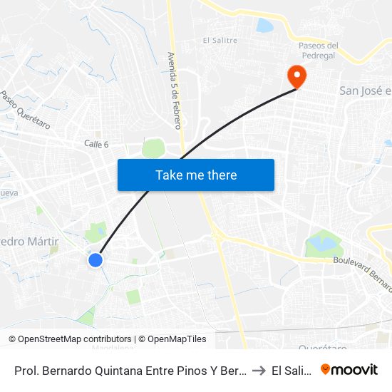 Prol. Bernardo Quintana Entre Pinos Y Berenice to El Salitre map