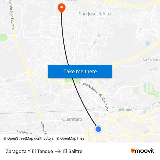 Zaragoza Y El Tanque to El Salitre map
