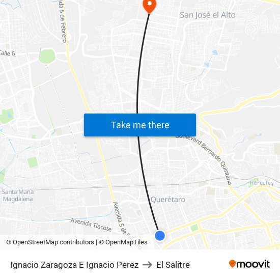 Ignacio Zaragoza E Ignacio Perez to El Salitre map