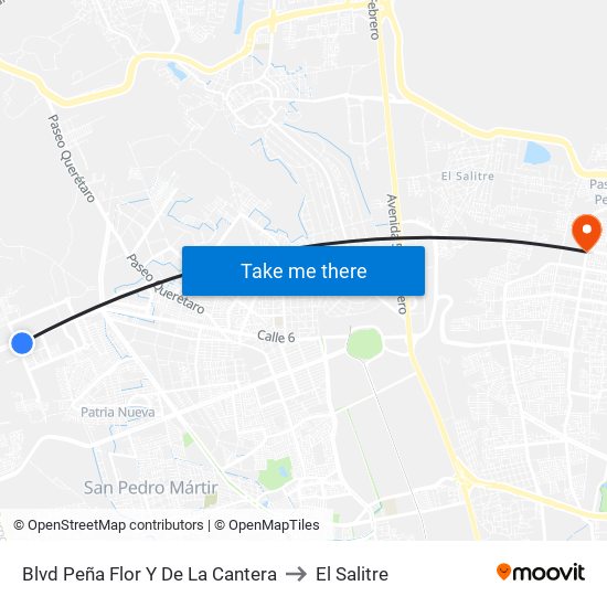 Blvd Peña Flor Y De La Cantera to El Salitre map