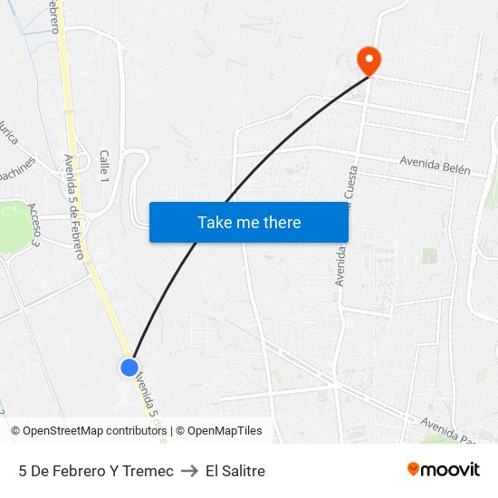 5 De Febrero Y Tremec to El Salitre map
