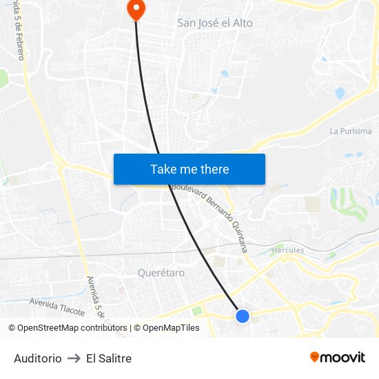 Auditorio to El Salitre map