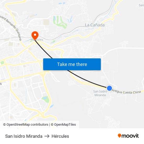 San Isidro Miranda to Hércules map