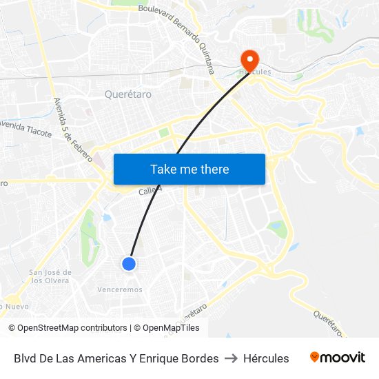 Blvd De Las Americas Y Enrique Bordes to Hércules map