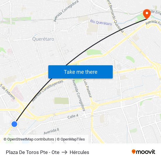 Plaza De Toros Pte - Ote to Hércules map