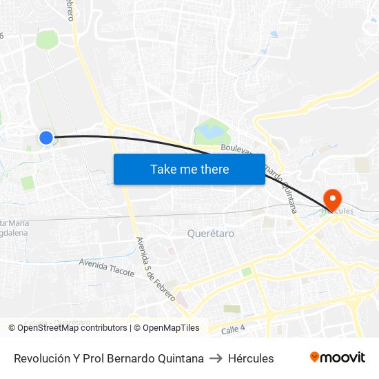 Revolución Y Prol Bernardo Quintana to Hércules map