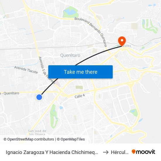 Ignacio Zaragoza Y Hacienda Chichimequillas to Hércules map