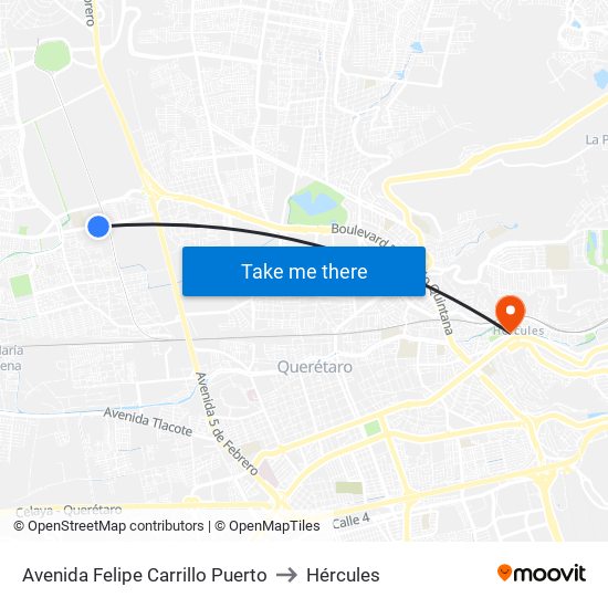 Avenida Felipe Carrillo Puerto to Hércules map