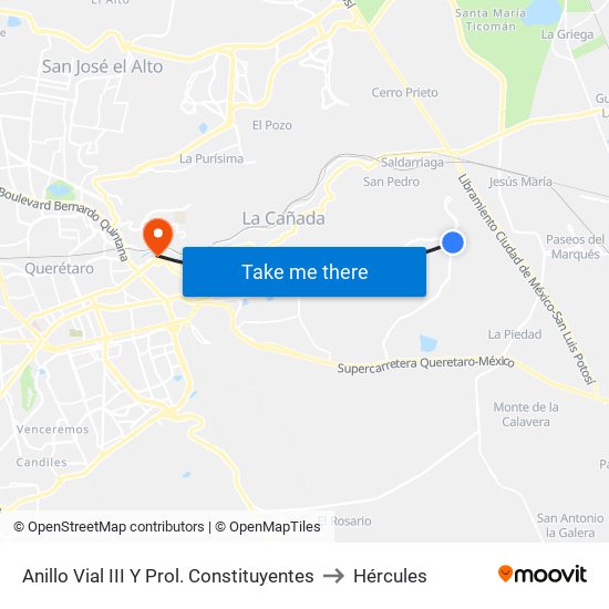 Anillo Vial III Y Prol. Constituyentes to Hércules map