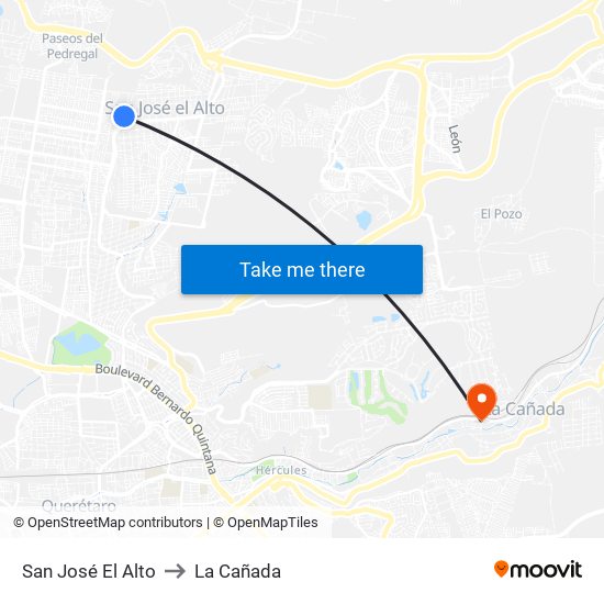 San José El Alto to La Cañada map