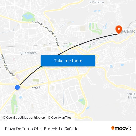 Plaza De Toros Ote - Pte to La Cañada map