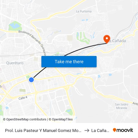 Prol. Luis Pasteur Y Manuel Gomez Morin to La Cañada map