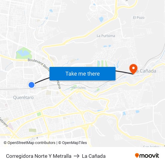 Corregidora Norte Y Metralla to La Cañada map