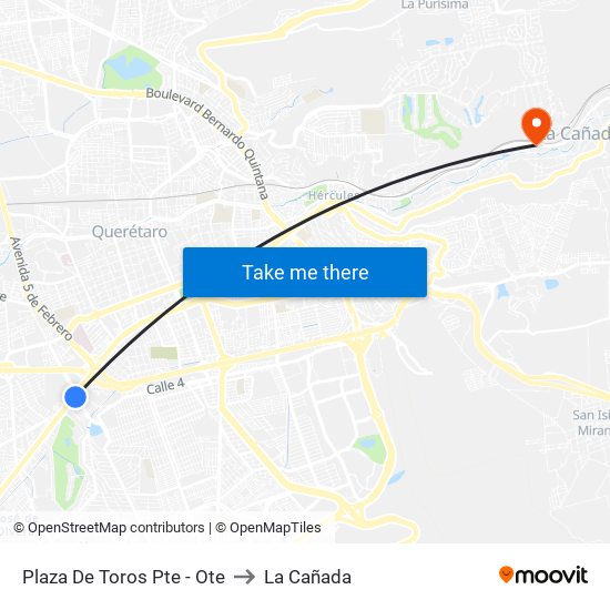 Plaza De Toros Pte - Ote to La Cañada map