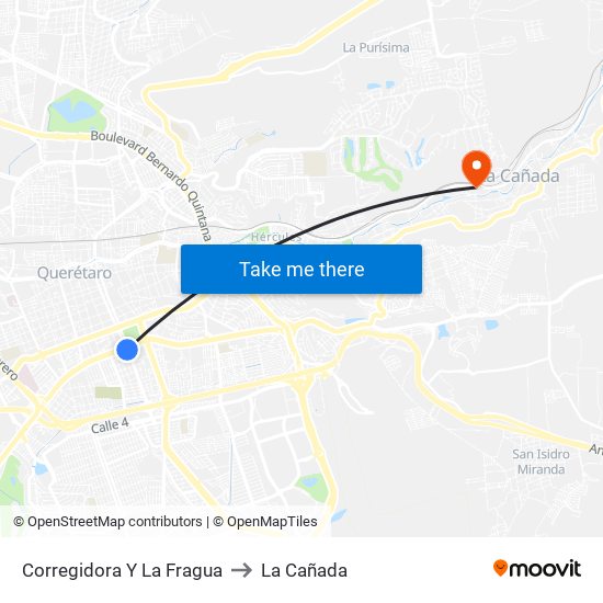 Corregidora Y La Fragua to La Cañada map