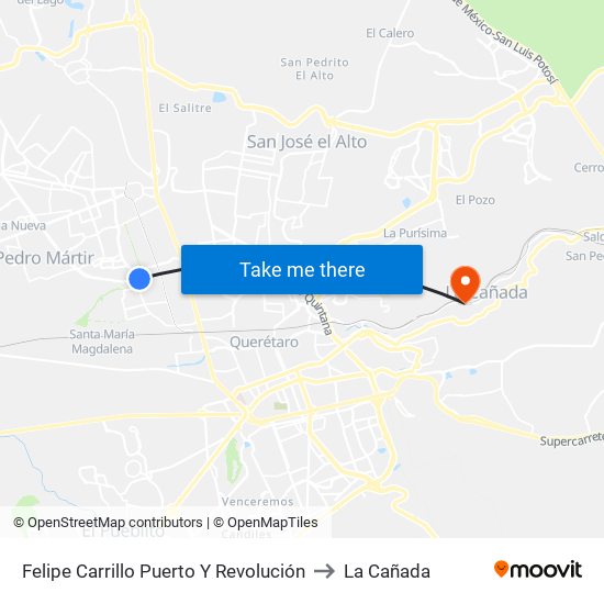 Felipe Carrillo Puerto Y Revolución to La Cañada map