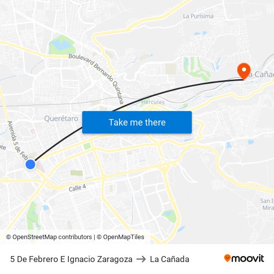 5 De Febrero E Ignacio Zaragoza to La Cañada map