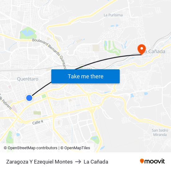 Zaragoza Y Ezequiel Montes to La Cañada map