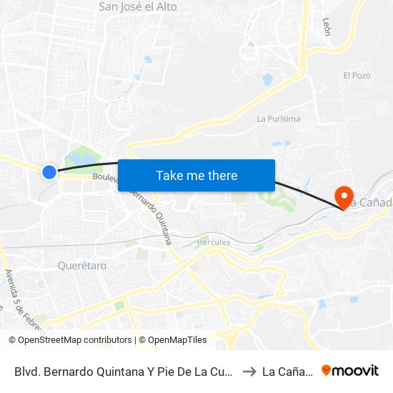 Blvd. Bernardo Quintana Y Pie De La Cuesta to La Cañada map
