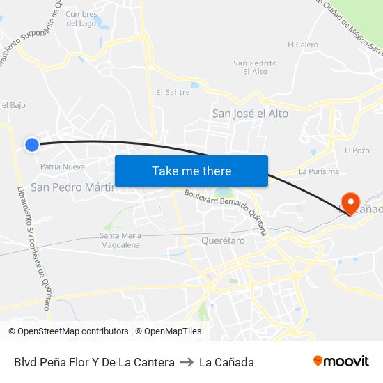 Blvd Peña Flor Y De La Cantera to La Cañada map
