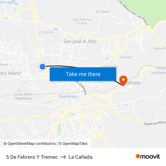 5 De Febrero Y Tremec to La Cañada map