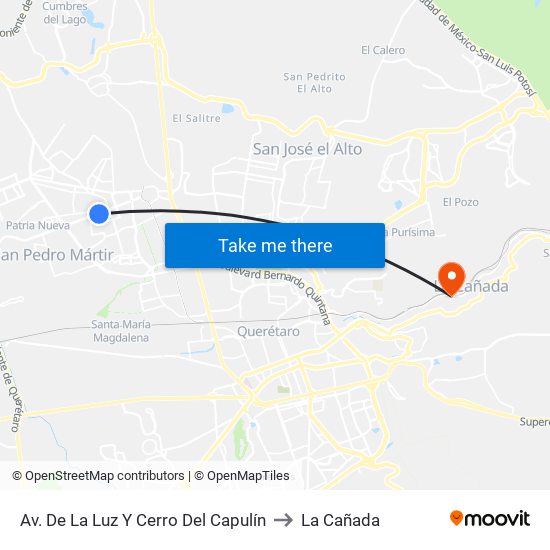 Av. De La Luz Y Cerro Del Capulín to La Cañada map