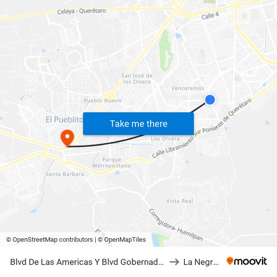 Blvd De Las Americas Y Blvd Gobernadores to La Negreta map