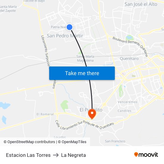 Estacion Las Torres to La Negreta map