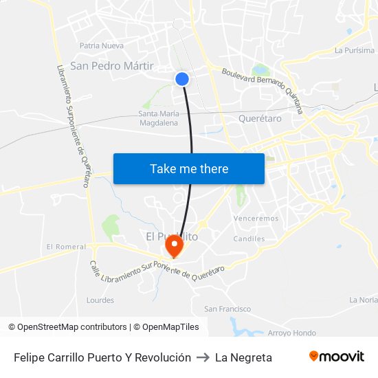 Felipe Carrillo Puerto Y Revolución to La Negreta map