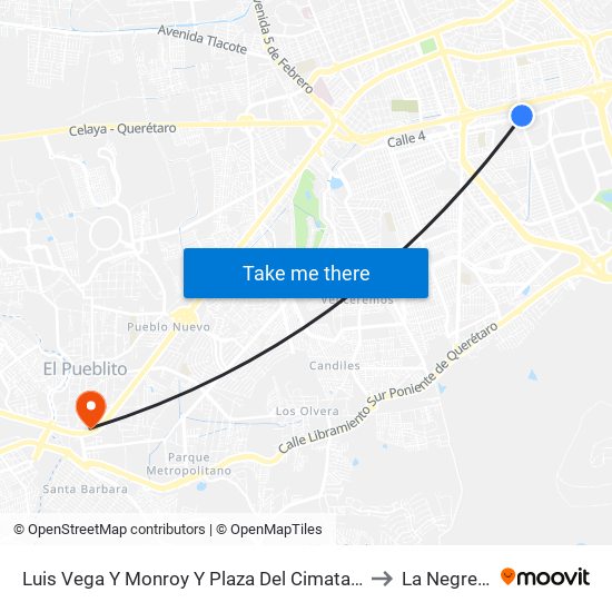 Luis Vega Y Monroy Y Plaza Del Cimatario to La Negreta map