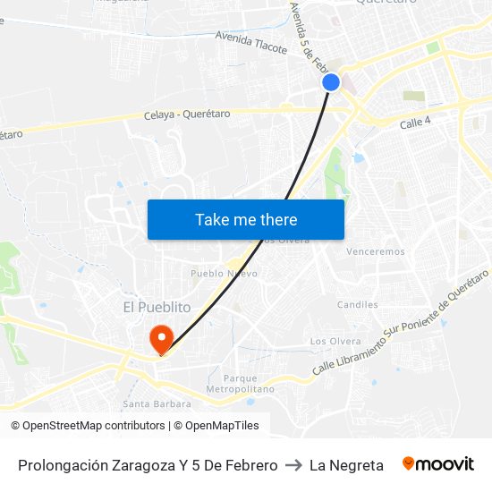 Prolongación Zaragoza Y 5 De Febrero to La Negreta map