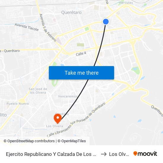 Ejercito Republicano Y Calzada De Los Arcos to Los Olvera map