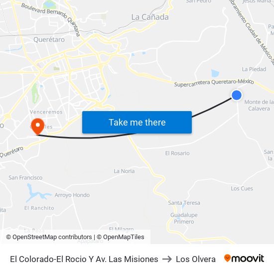 El Colorado-El Rocio Y Av. Las Misiones to Los Olvera map