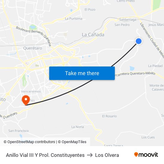 Anillo Vial III Y Prol. Constituyentes to Los Olvera map