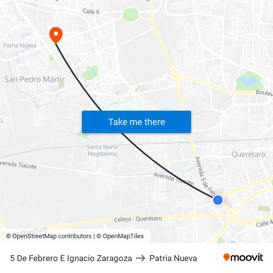 5 De Febrero E Ignacio Zaragoza to Patria Nueva map